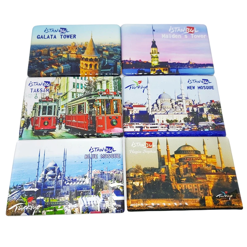 

Fridge Magnet Symbolic Places Of Turkey Galata and Maidens Tower Blue Mosque Taksim Best Gift New Home 2-5-10 Pieces 8x5,5 CM