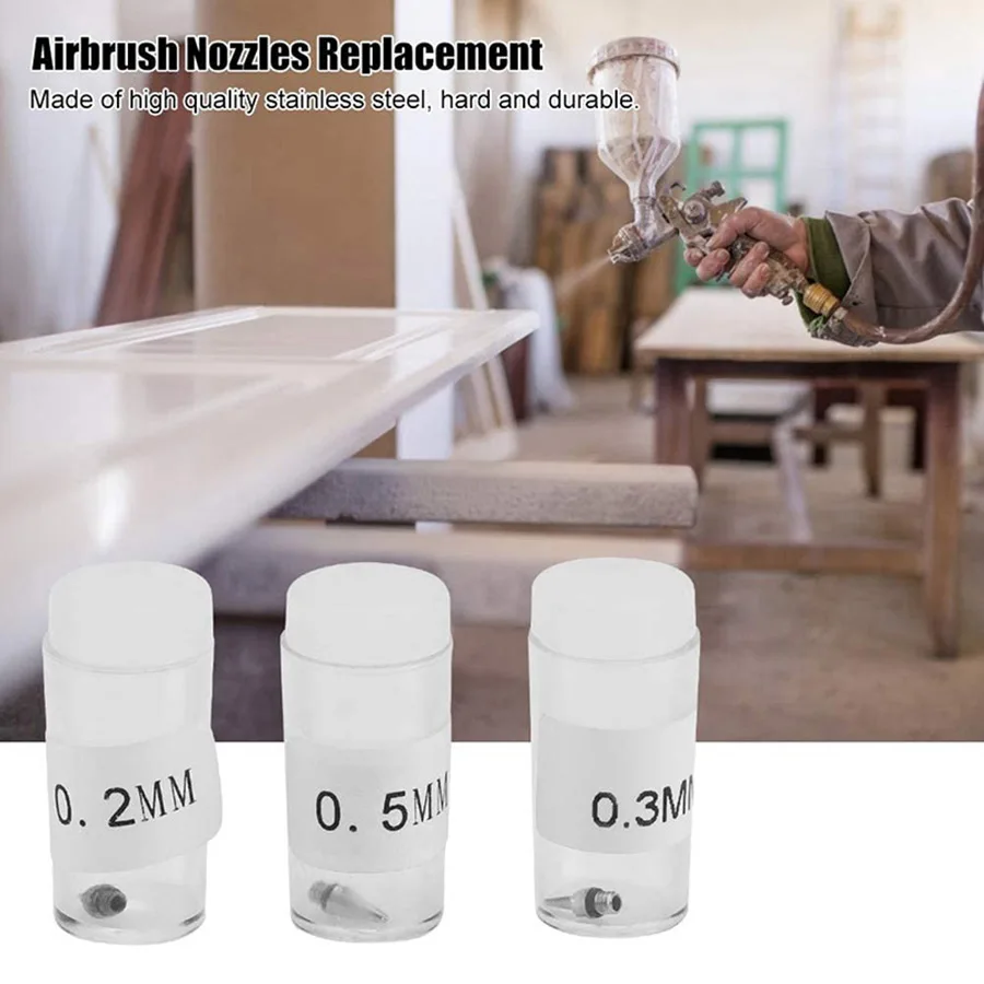 

Nozzle Replcement for 3 Pcs 0.2/0.3/0.5mm Airbrush Accessories for Airbrushe Model Spraying Body Painting Maintenance Tools