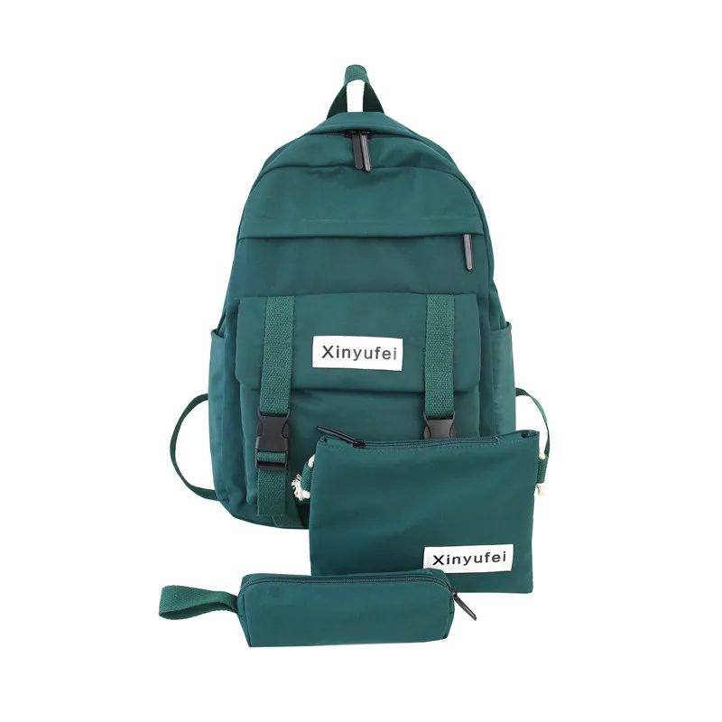 

3Pcs/Set Solid Color Large Capacity School Bags Pencil Case Tote Set 15.6-inch Laptop Backpack Unisex Travel Casual Rucksack