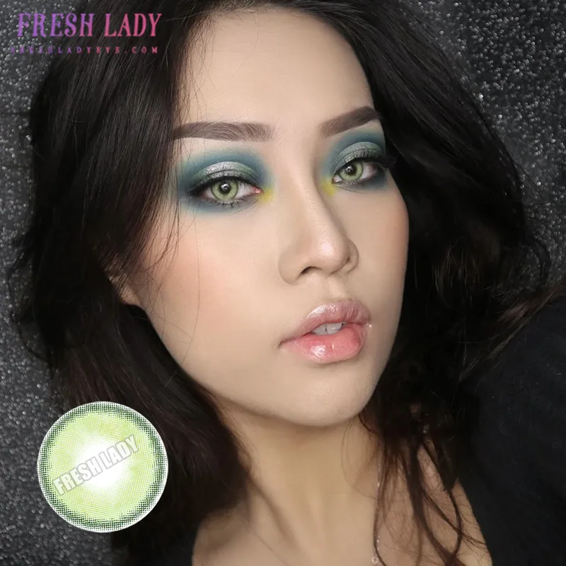 fresh lady official color contact lenses for eyes yearly use 1pair blue green lenses soft colored contacts beauty makeup pupils free global shipping