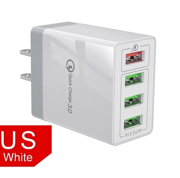 White US Type C 48 Вт Зарядное устройство для мобильного телефона Qualcom 3,0+ 3x3,1 A Выход+ 1 м кабель типа C. Ультра быстрое зарядное устройство. Iphone samsung - Цвет: White US Type C