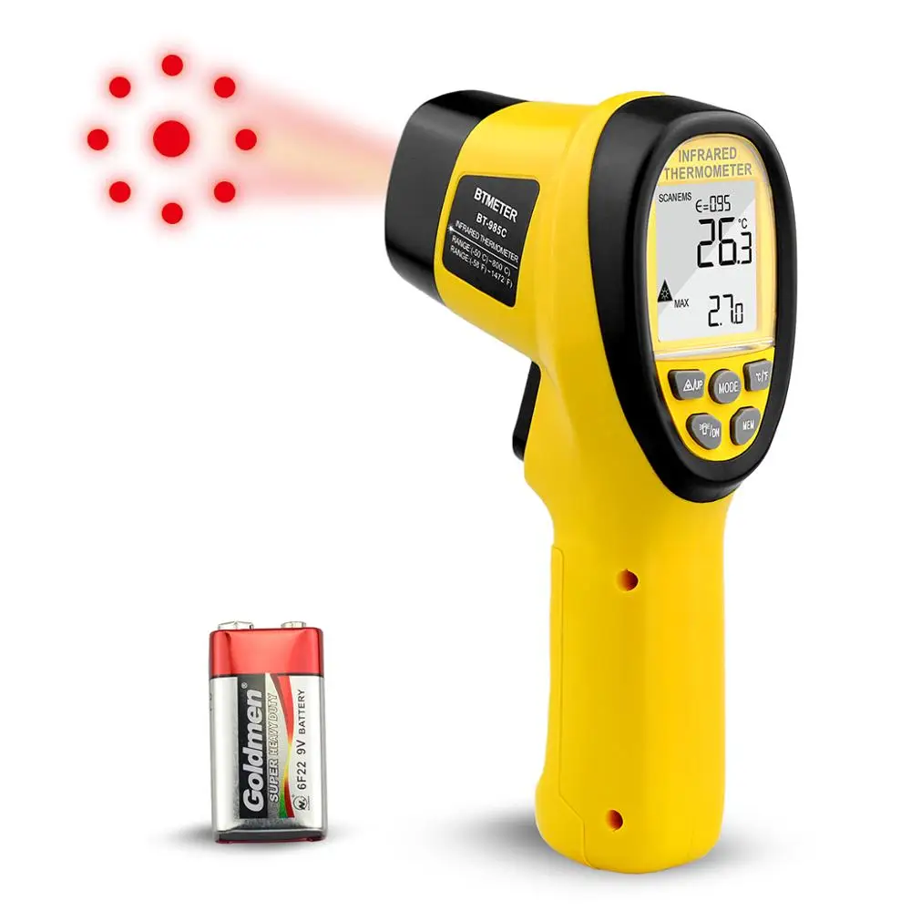 BTMETER BT-985C Инфракрасный Термометр Пистолет Бесконтактный 16:1 ИК лазерный температурный пистолет цифровой мгновенное чтение для кухни