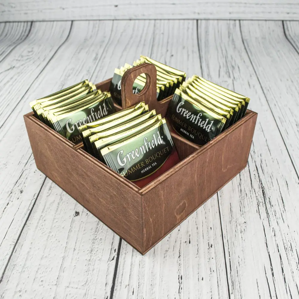 Переносной настольный органайзер для кухни деревянная чайная коробка с 4