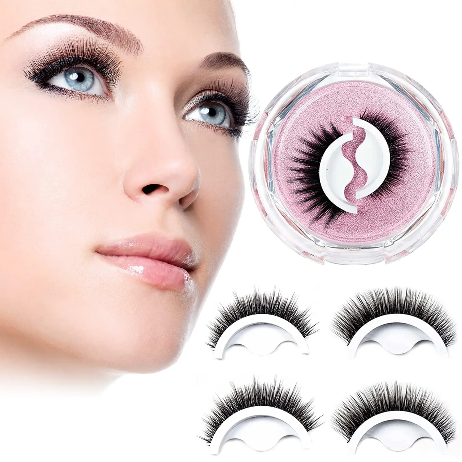 

Self Adhesive Eyelashes False Eyelashes No Glue or Eyeliner Needed Waterproof Eyelashes