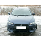 Вставка между клыками Mitsubishi Lancer X 10 2007-2011 ABS пластик тюнинг накладка бампера декор стайлинг обвес