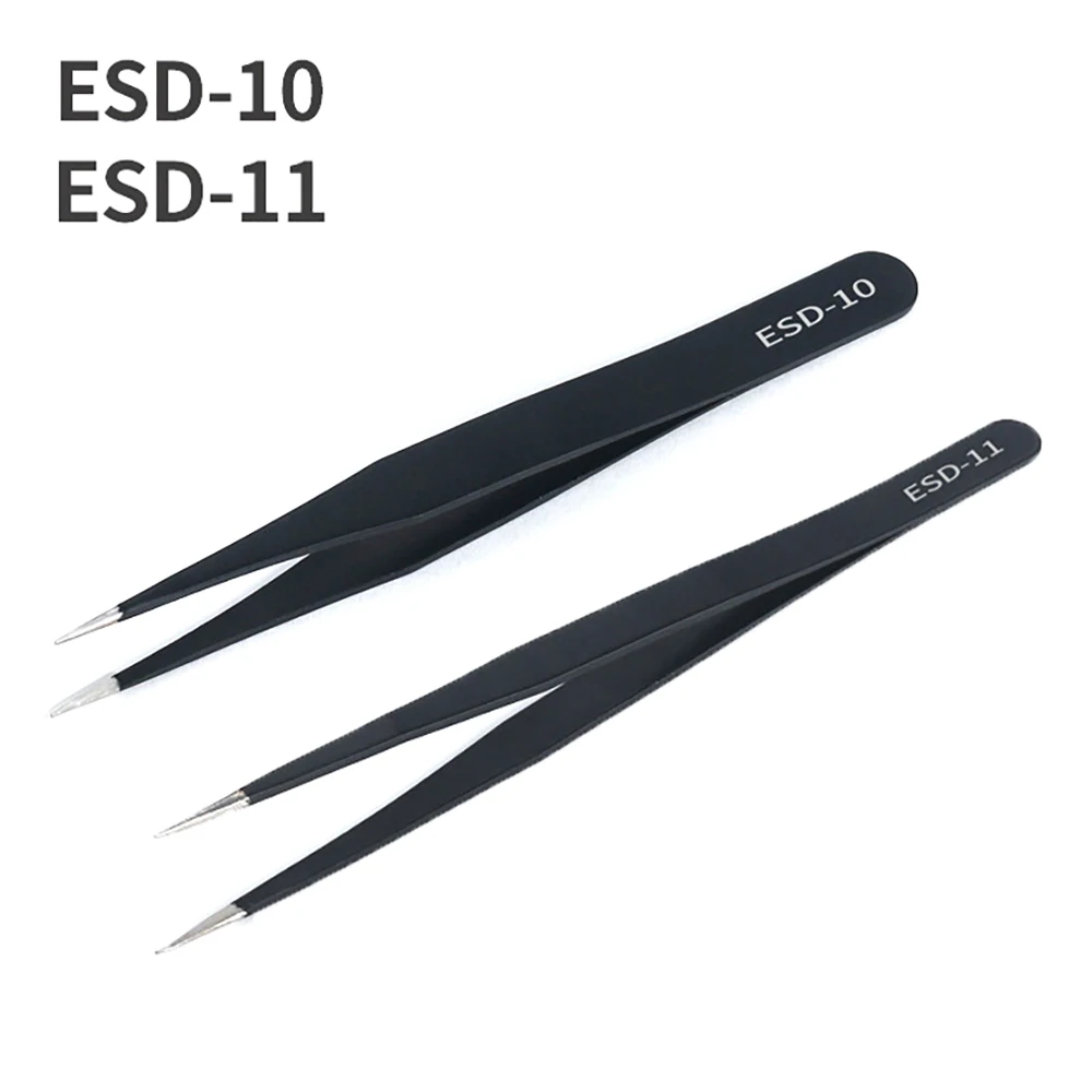 2pcs Antistatic Tweezers Accuracy Stainless Precision Tweezer For Mobile Repair Electronic Jewelry Eyebrow Clips Tool Set - купить по