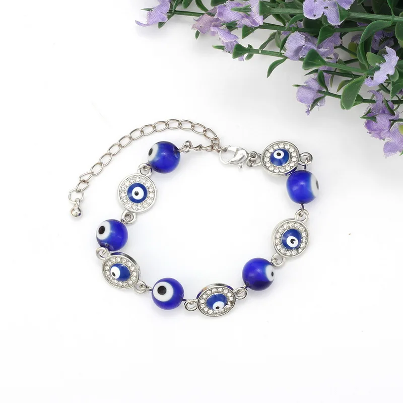 

Lucky Amulet Blue Evil Eye Bracelet For Women Luxury Rhinestone Crystal Beads Charm Bracelets 2022 Trend Jewelry Turkish Pulsera