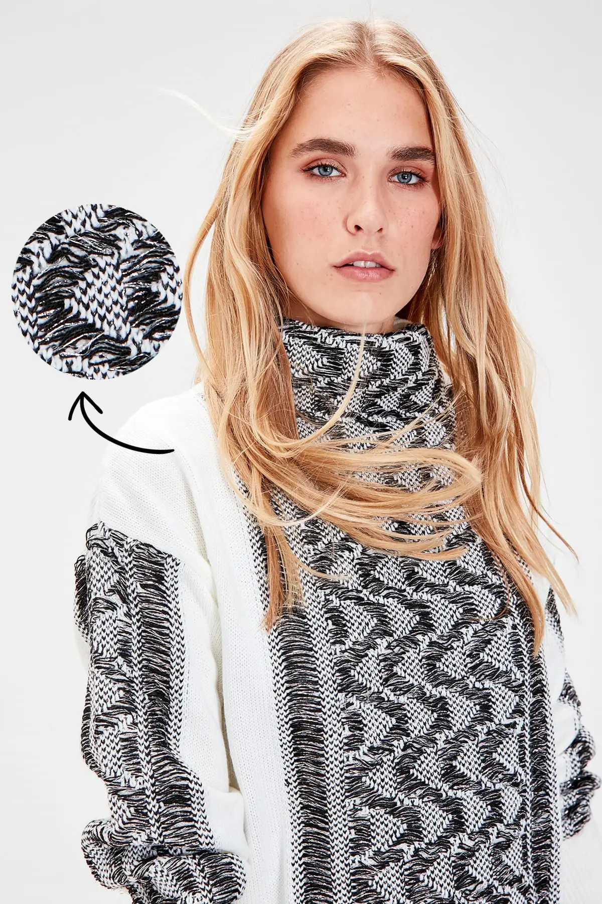 Trendyol экрю серебристый узор вязаный свитер TWOAW20FV0018| |