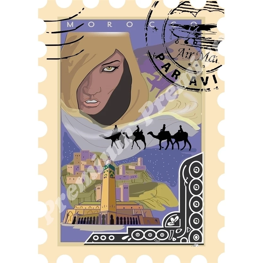 Марокко Африка Сувенирный магнит Винтажный туристический плакат | Дом и сад