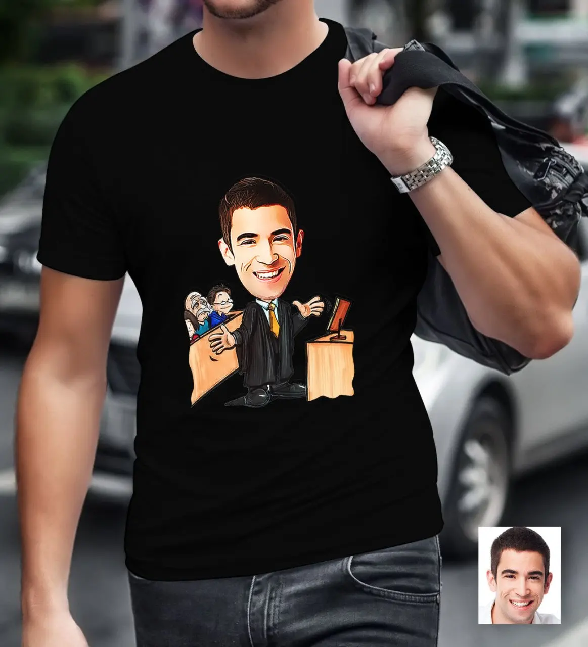 

Персонализированные мистер доверенность карикатура черного T-Shirt-3