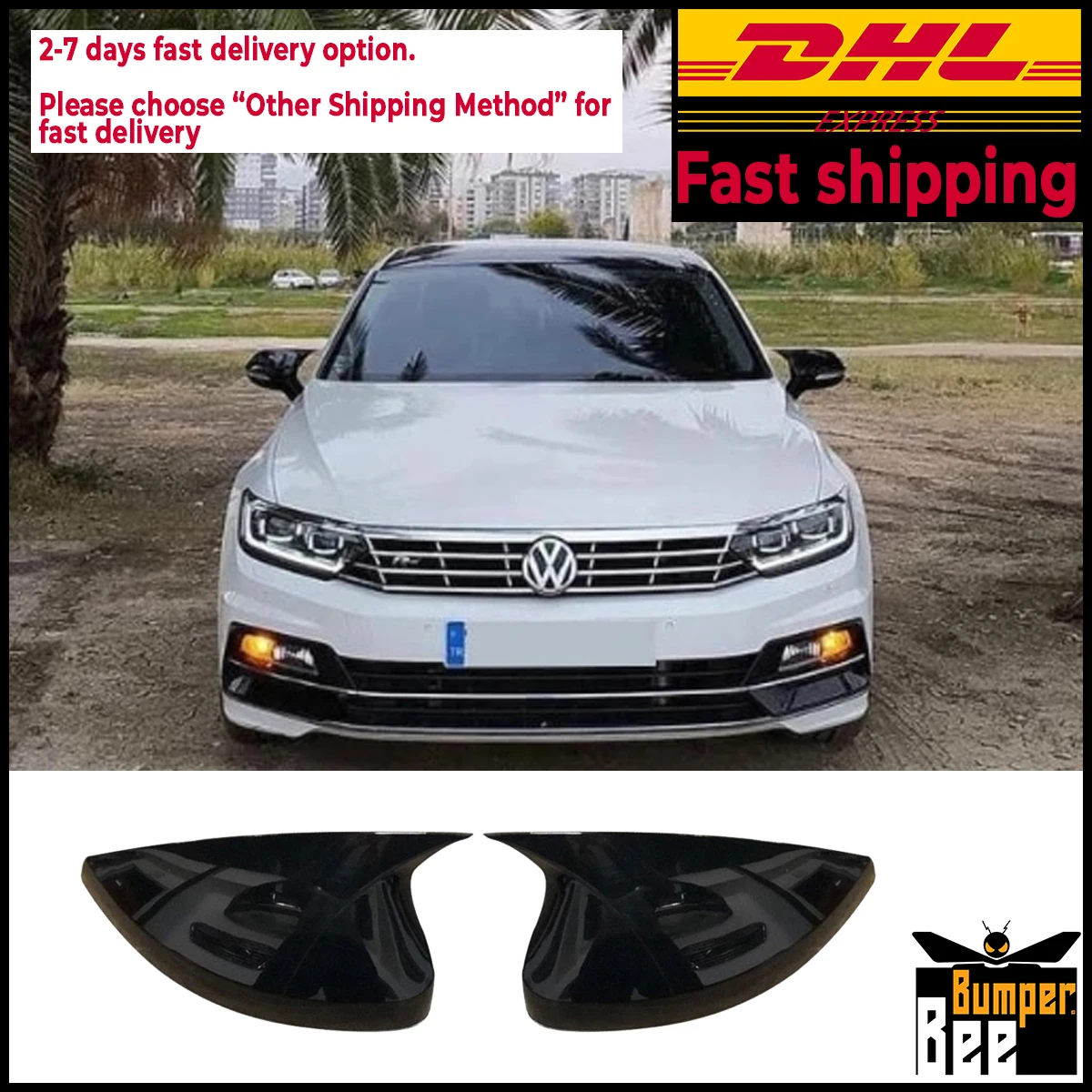 Зеркальный чехол для VW Passat B8 2015 2016 2017 2018 2019 аксессуар яркий черный с Бэтменом