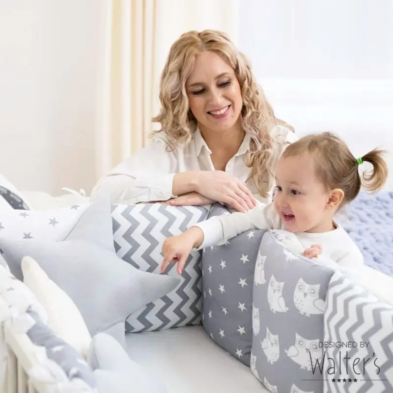 12шт./компл.! Бортики в кроватку Walters &quotСерое Ассорти&quot защита для кроватки