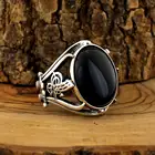 Турецкий Стиль реальные 925 стерлингового серебра натуральный камень кольцо для мужчин оникс Aqeq Циркон камней ювелирные изделия Подарочный винтажный аксессуар