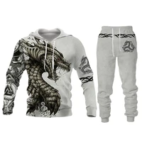 fashion mens tracksuit 3d flying dragon totem printied hoodies pants sets unisex skulled sweatshirts casual mens clohing suit