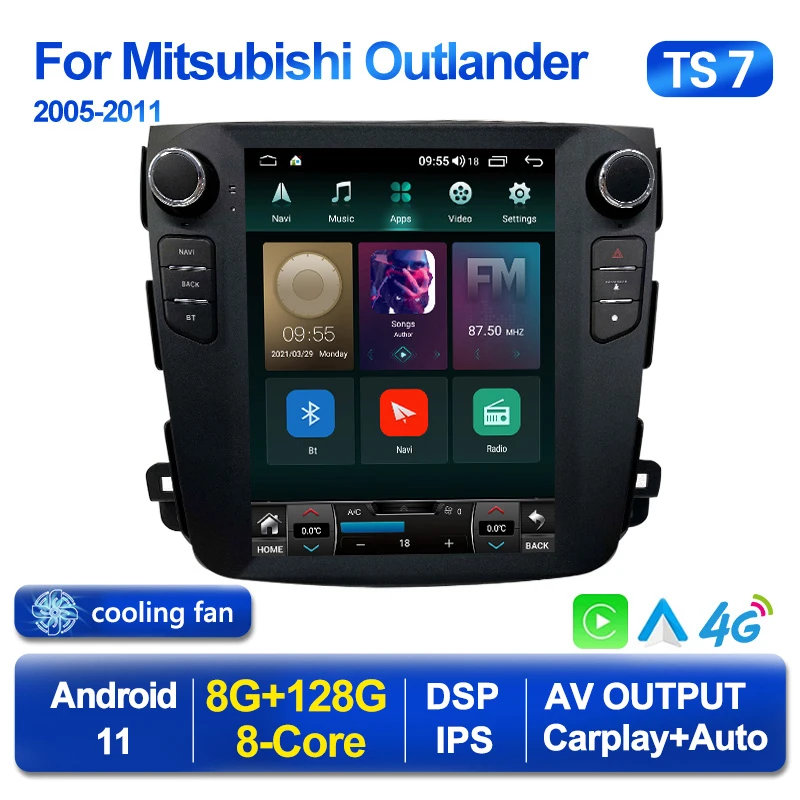 8G+128G Android 11 For Tesla Type Car Radio Mitsubishi Outlander xl 2 2005-2011 Multimedia Player GPS 2din Carplay Stereo BT |