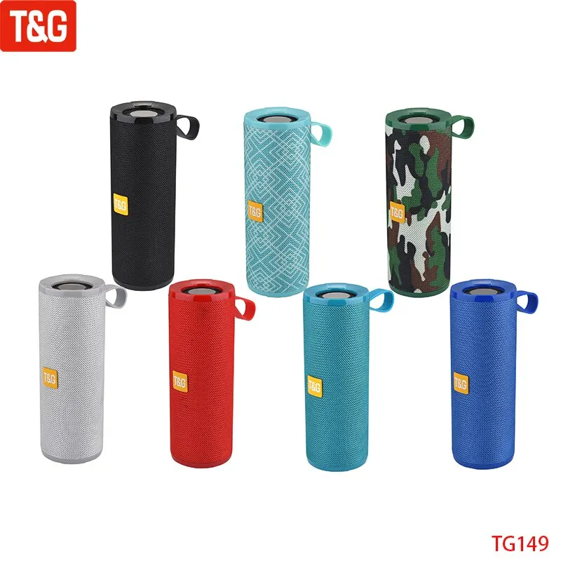 T&G TG149 Портативная беспроводная колонка Bluetooth с басовым сабвуфером, водонепроницаемая, для использования на открытом воздухе, с AUX, TF, FM стерео, громкоговоритель on.