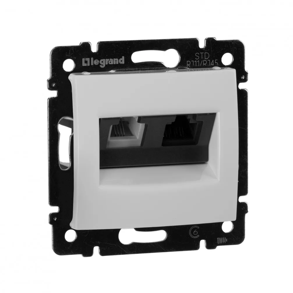 Legrand Valena Бел Розетка двойная комп.(RJ45) 1-ая 5 кат UTP + ТЛФ (RJ11) 770080 |