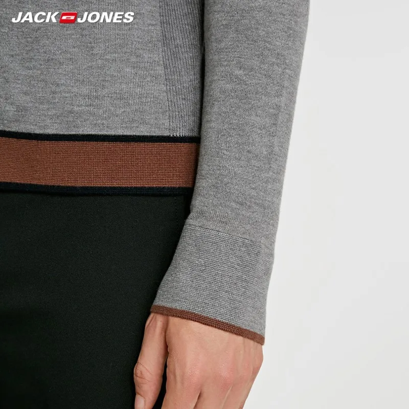 JackJones/осенний мужской Повседневный свитер на молнии с длинными рукавами топ