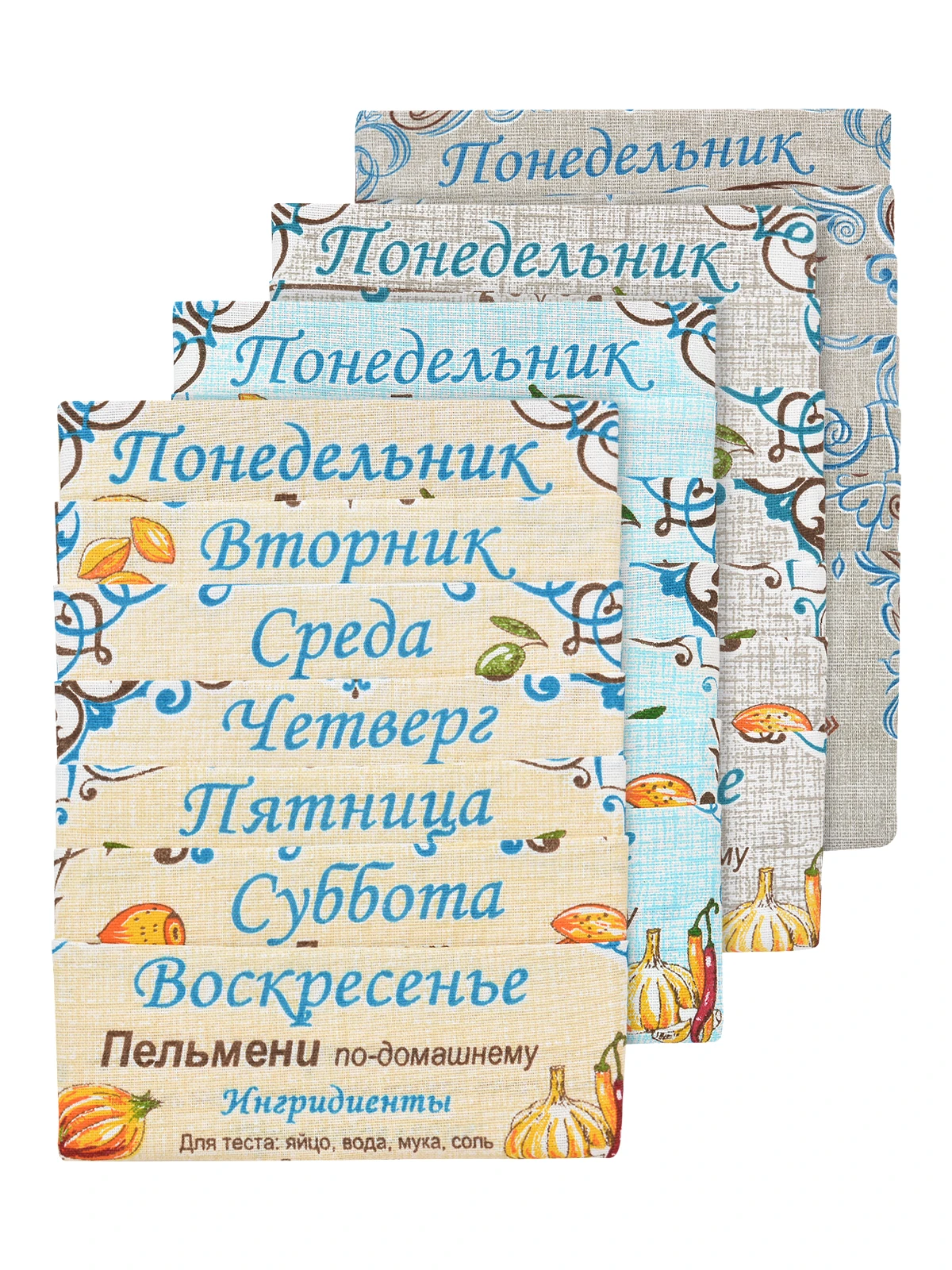 Комплект полотенец Неделька (набор из 8 штук) Рогожка 100 % хлопок кухня кухонное