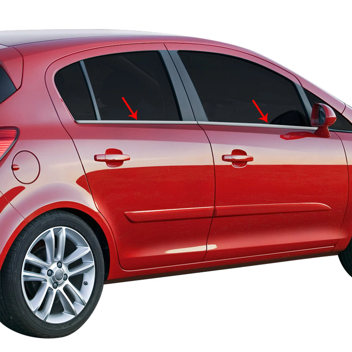Хромированная оконная рама Opel Corsa D отделка из нержавеющей стали (2006-2014) |