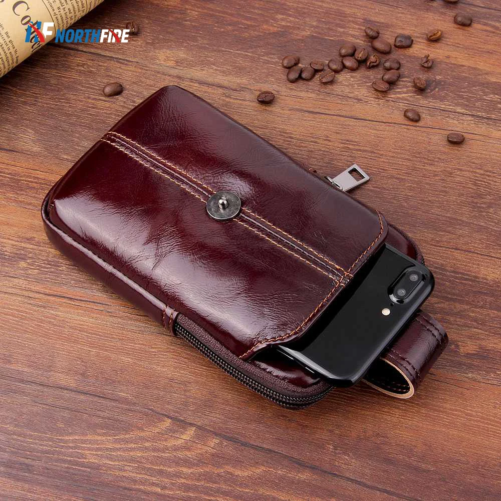 Чехол кошелек из натуральной кожи для iPhone 11 Pro первый слой поясная сумка телефона