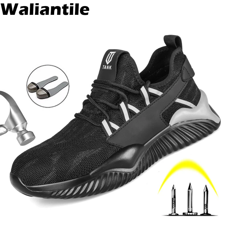 

Waliantile Breathable Safety Work Shoes Boots For Men Anti-smashing Working Boots Shoes Indestructible Industrial Sneakers Male