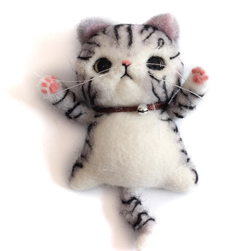 

Brooch Cat Needle Felting Kit for Beginner, Contains Enough Felting Wool and Tools, English Manual (Cat A)