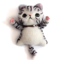 brooch cat needle felting kit for beginner contains enough felting wool and tools english manual cat a