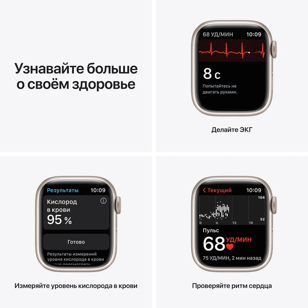 Смарт-часы Apple Watch series 7 45 мм 1.73" Wi-Fi 32MB Retina WatchOS 8 400 мАч | Электроника