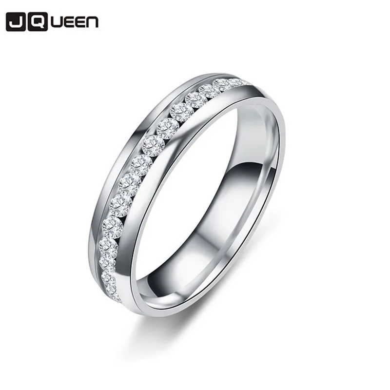 Кристальное кольцо из нержавеющей стали лаконичное для мужчин и женщин золотое