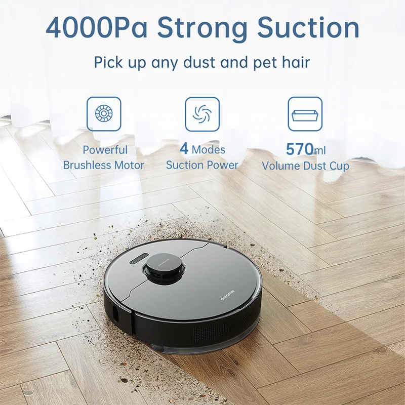 【Промо Коде：GIFTWEEK1700 】Робот пылесос Dreame Bot L10 Pro 4000 па Автозарядка 150 мин бак для