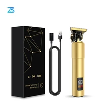zs lcd screen steel cutter head professional hair clipper trimmer electric usb rechargeable beard shaver machine for men
