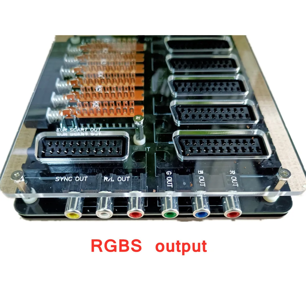 Мини-преобразователь Scart 6 в 1 акриловый чехол SVHS RCA AV TV Audio автоматический