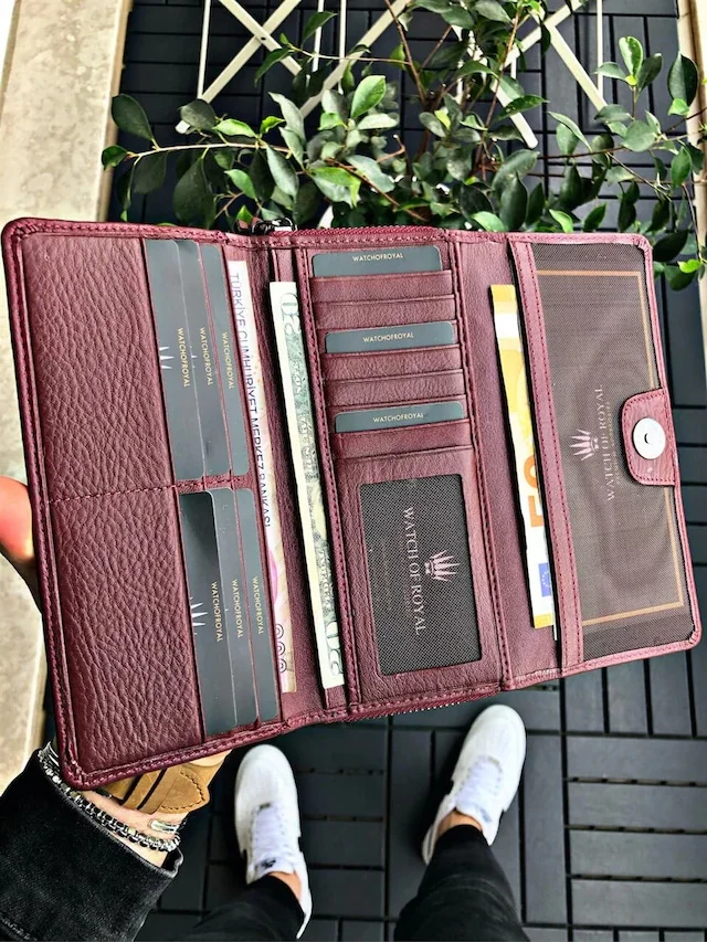 

FINE BURGUNDY GENUINE LEATHER PHONE wallets WALLET 429915705