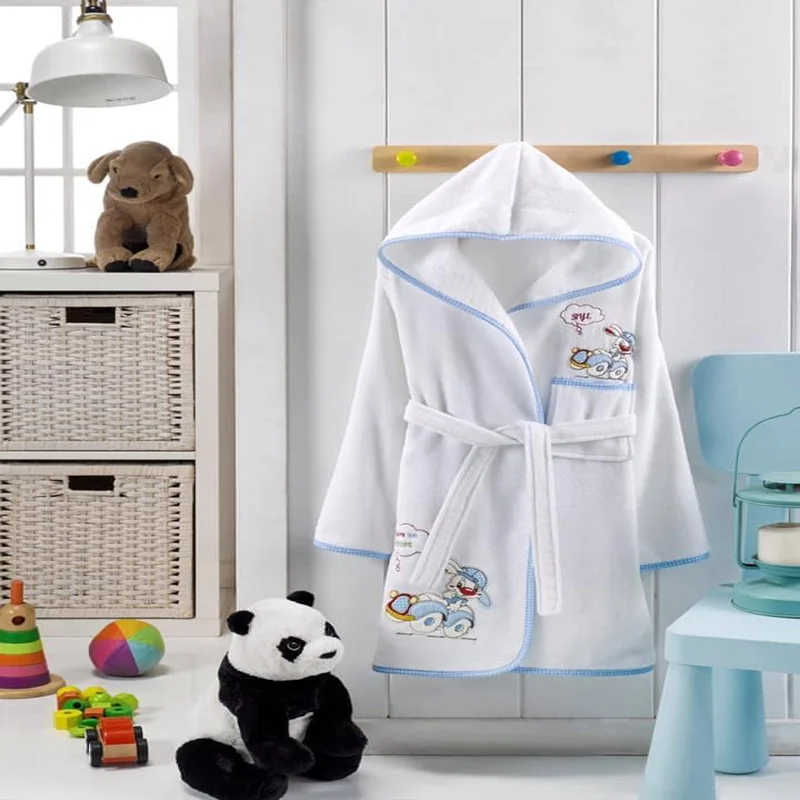 

2021 Hooded Luxury Kids Bathrobe Unisex Girl Boy Water Absorbent Soft 100% Cotton Yarn Children Bath Dry