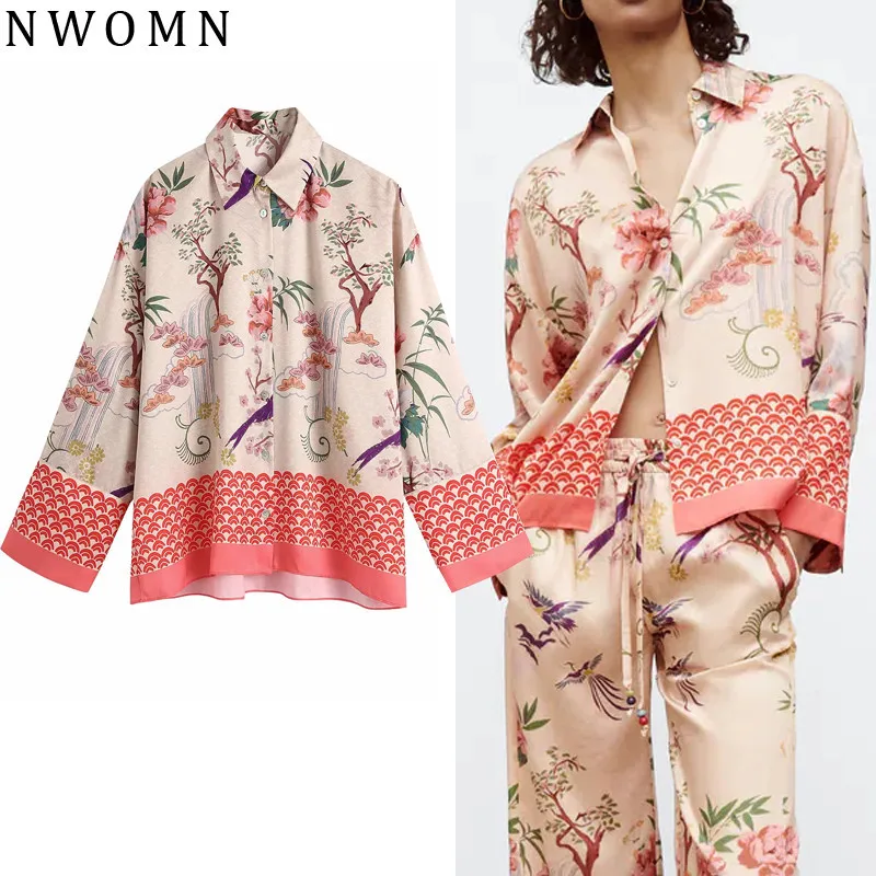 

Женская блузка на пуговицах NWOMN, с принтом Za, Повседневная летняя, 2021, Асимметричный топ с длинным рукавом, элегантные длинные рубашки