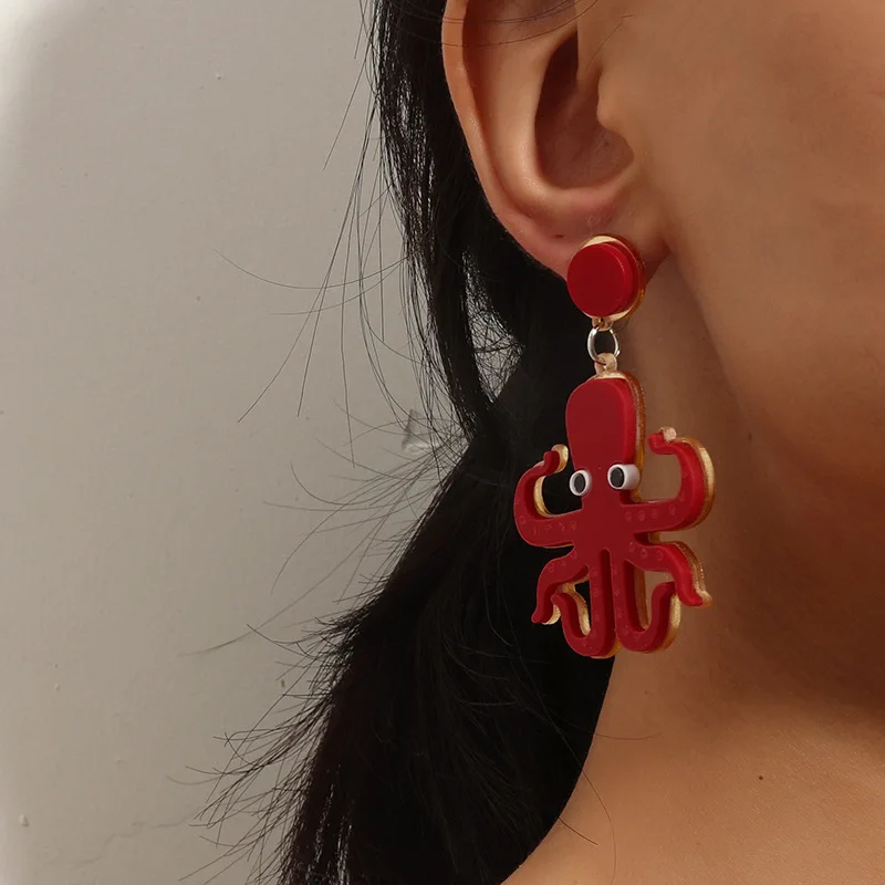 

New Creative Ocean Animals Lobster Dangle Earrings Cute Funny Acrylic Octopus Drop Earrings for Women Girl Gift Jewelry