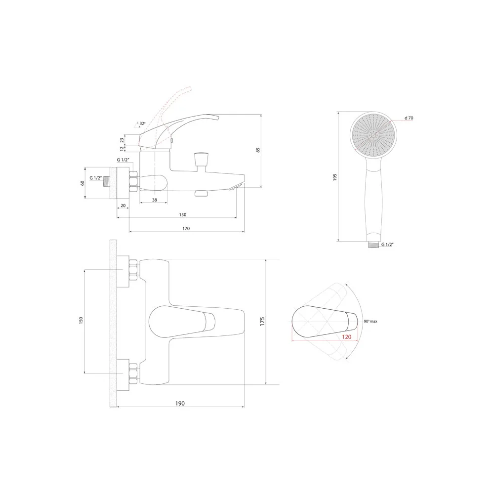 Смеситель для ванны с душем серия Город К-серия одноручный | Строительство и