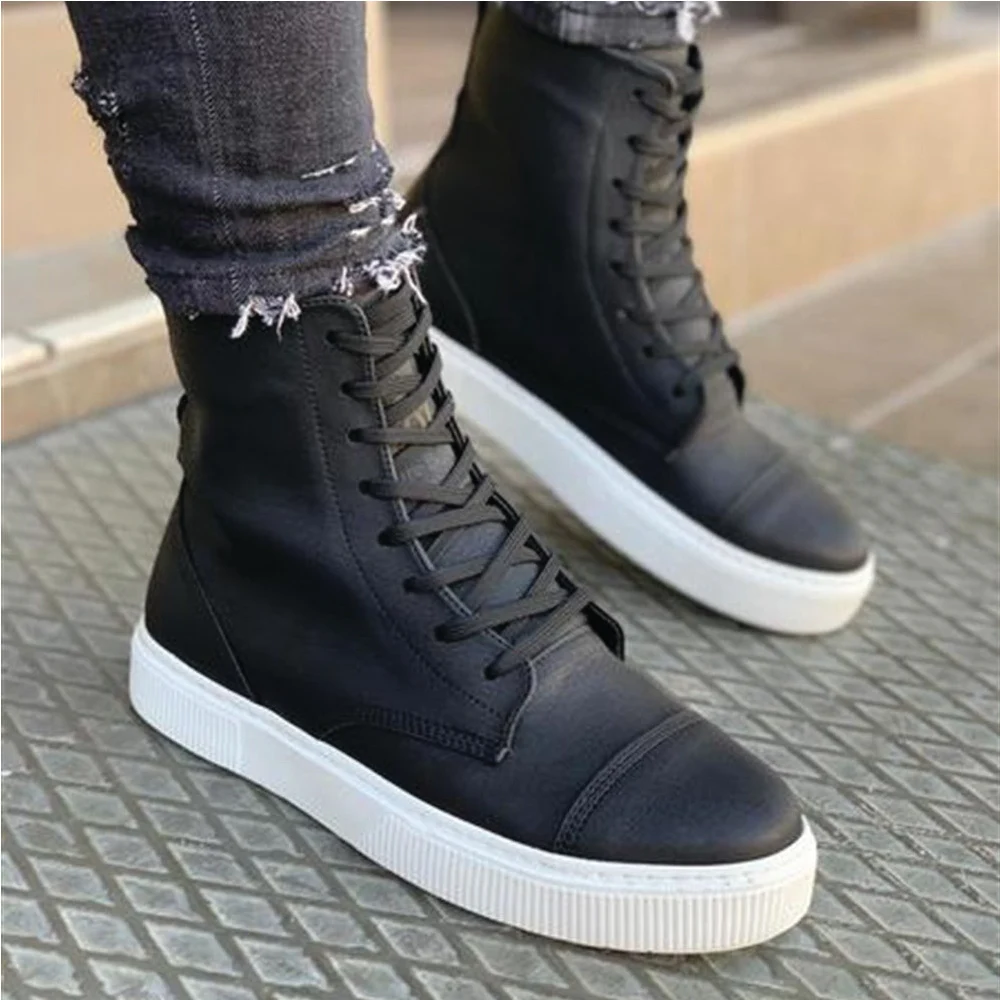 Knack Spor Bot 022 Siyah (Beyaz Taban) Yeni Model Man New Bots Reasonable Price And Men's Shoes Sport Stylish Design |