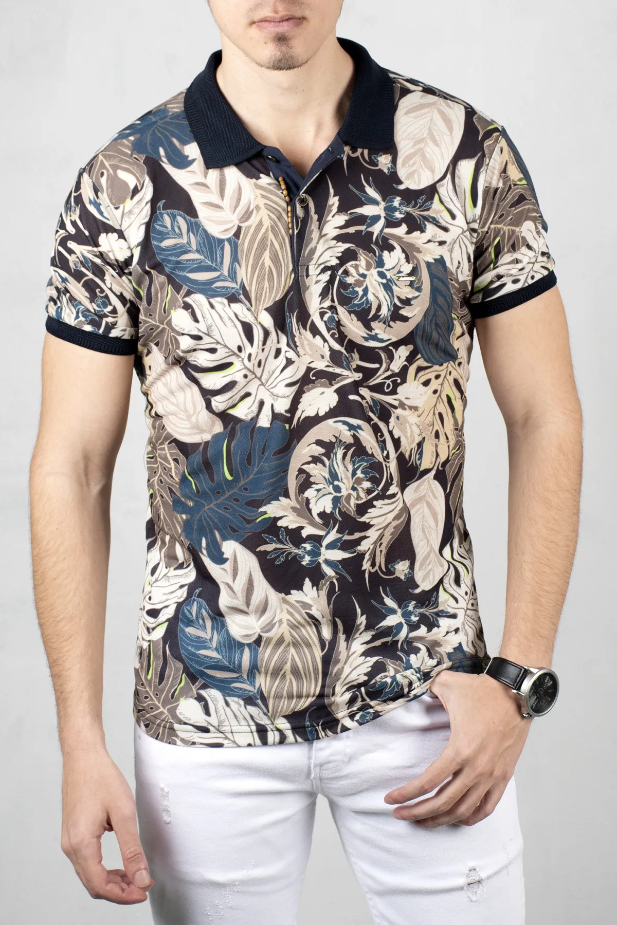 DeepSEA мужской бежевая футболка поло с отложным воротником 100 Хлопок Slim Fit лайкра