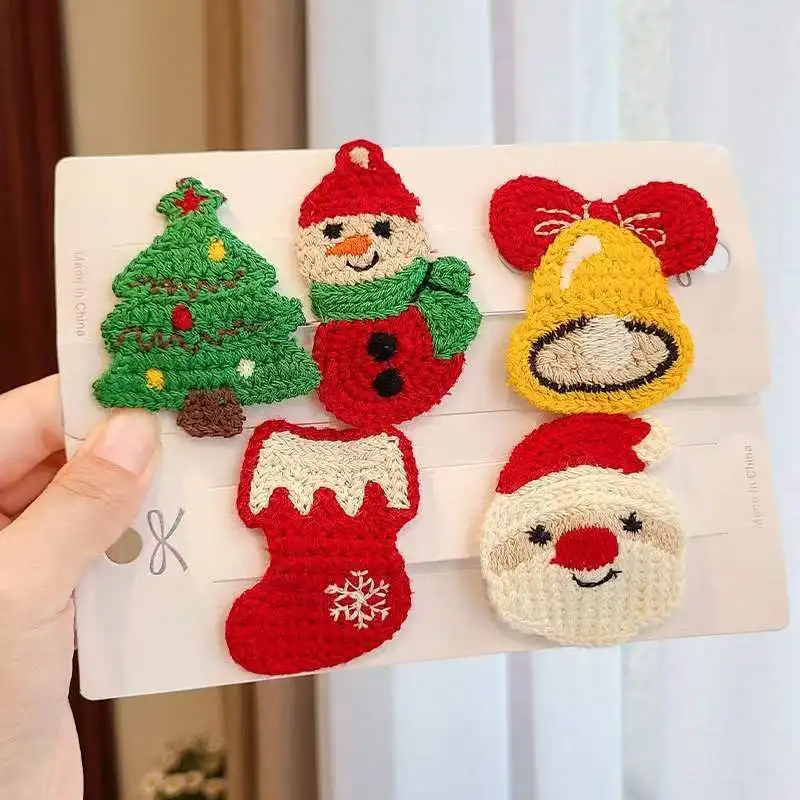 

ICECLOUDS Lovely Cute Knitted Cartoon Children Girls Hair Accessories Set Fashion Style Kids Fruit Christmas Headwear Ornament