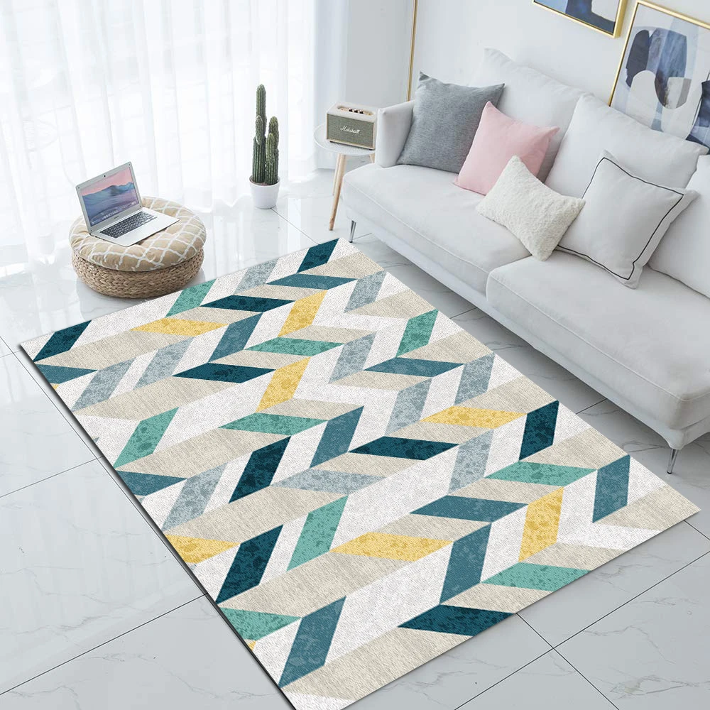 Else Green Yellow Gray Geometric Abstract Nordec 3d Print Non Slip Microfiber Living Room Modern Carpet Washable Area Rug Mat | Дом и сад