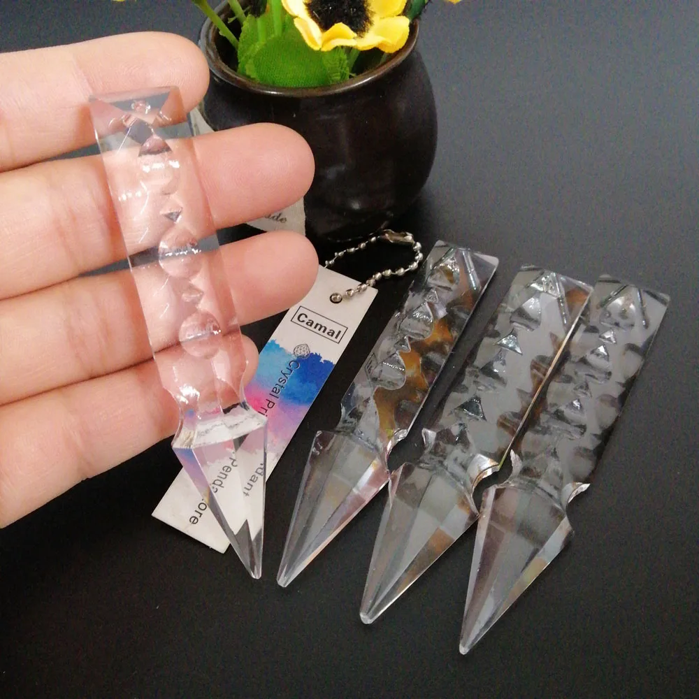 

Camal 2pcs 89mmx17mm Rocket Head Drop Crystal Pendant Prism Lamp Lighting Part Hanging Chandelier SunCatcher Wedding Party Decor
