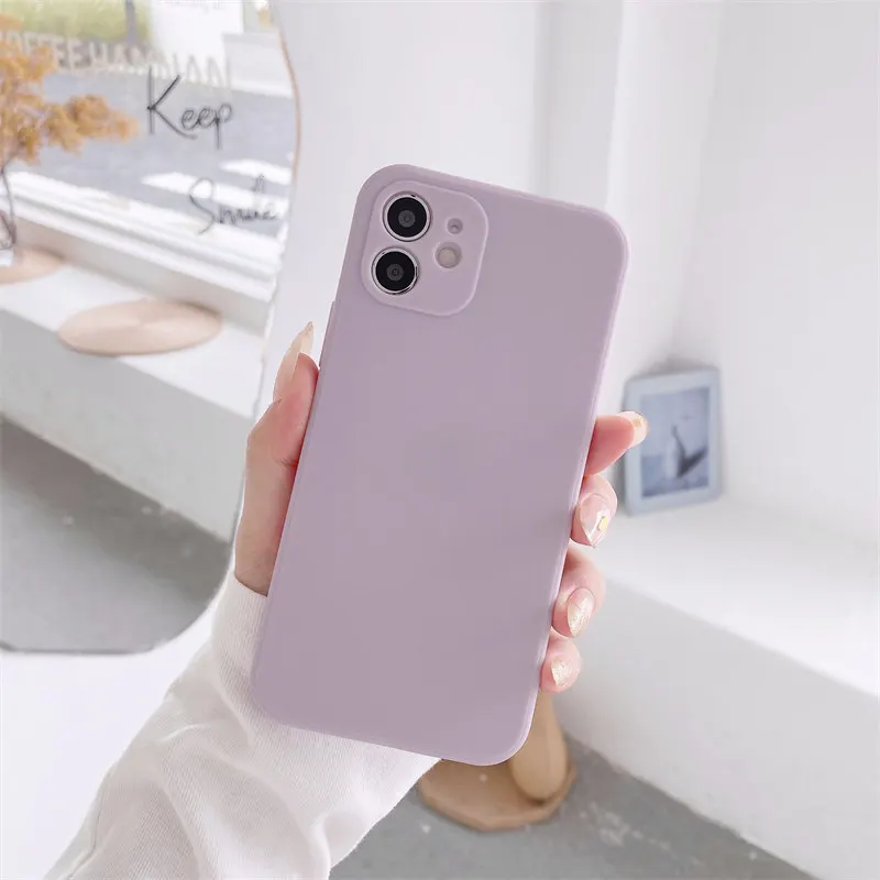 Lovebay New Silicone Candy Color Phone Case For iPhone 11 12 Pro Max X XR XS  8 7 6s Plus SE2020 Lens Protection Soft Back Cover