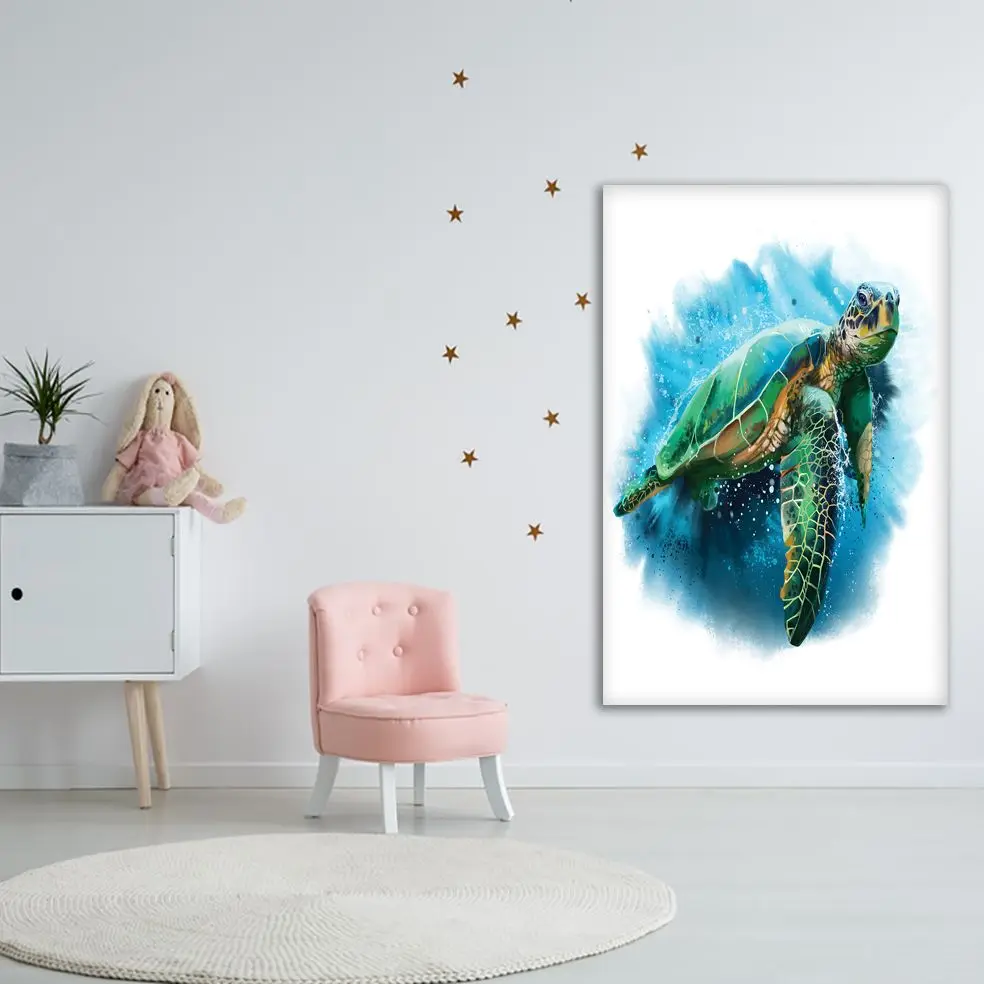 Гобелен Большая Морская Черепаха плавание в море под водой Дикая жизнь