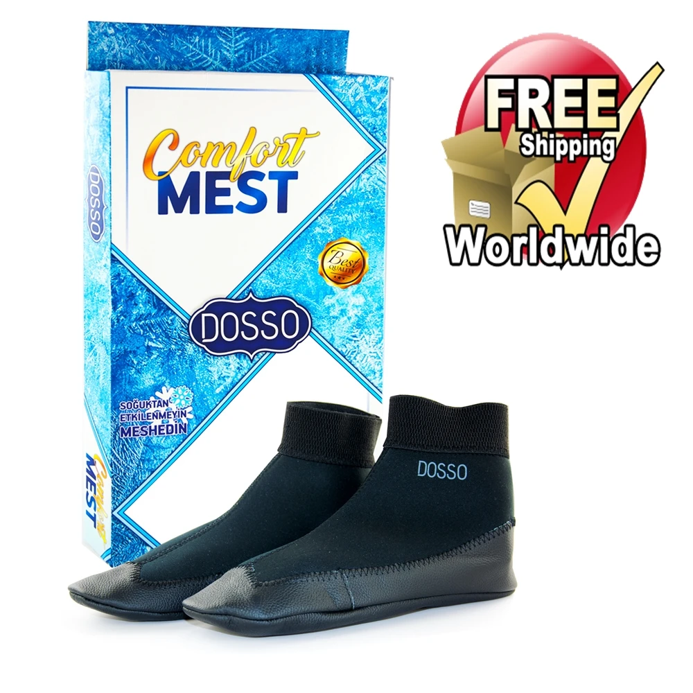 Khuff Thermal Fabric + GENUINE LEATHER Winter warm Muslim men footwear socks women worship Islamic men's women's sock mest