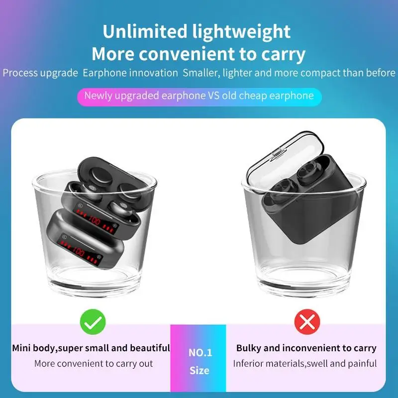 Беспроводные наушники TWS с Bluetooth 5 0 зарядная коробка 9D спортивная