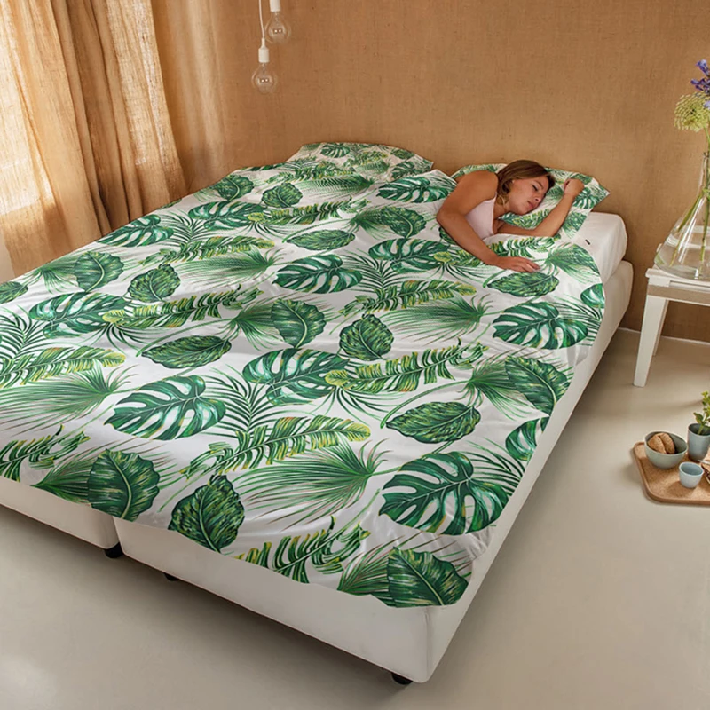 

Simple leaves Bedding Set With Pillowcase Duvet Cover Sets 220x240 Bed Linen Single Double Queen King Size Quilt Covers Bedcloth