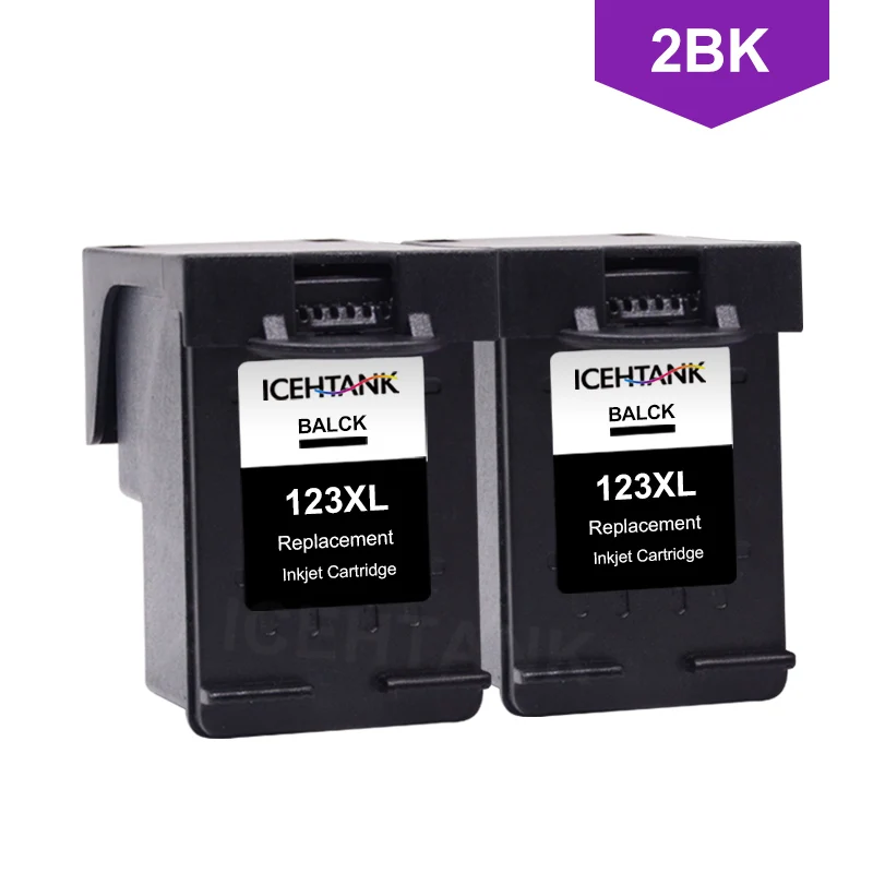 ICEHTANK Замена для hp 123 123XL Черный чернильный картридж для hp с чернилами hp Deskjet 2130 1110 2133 2134 3630 3632 3637 принтер IP123 - Цвет: 123XL 2Pcs Black