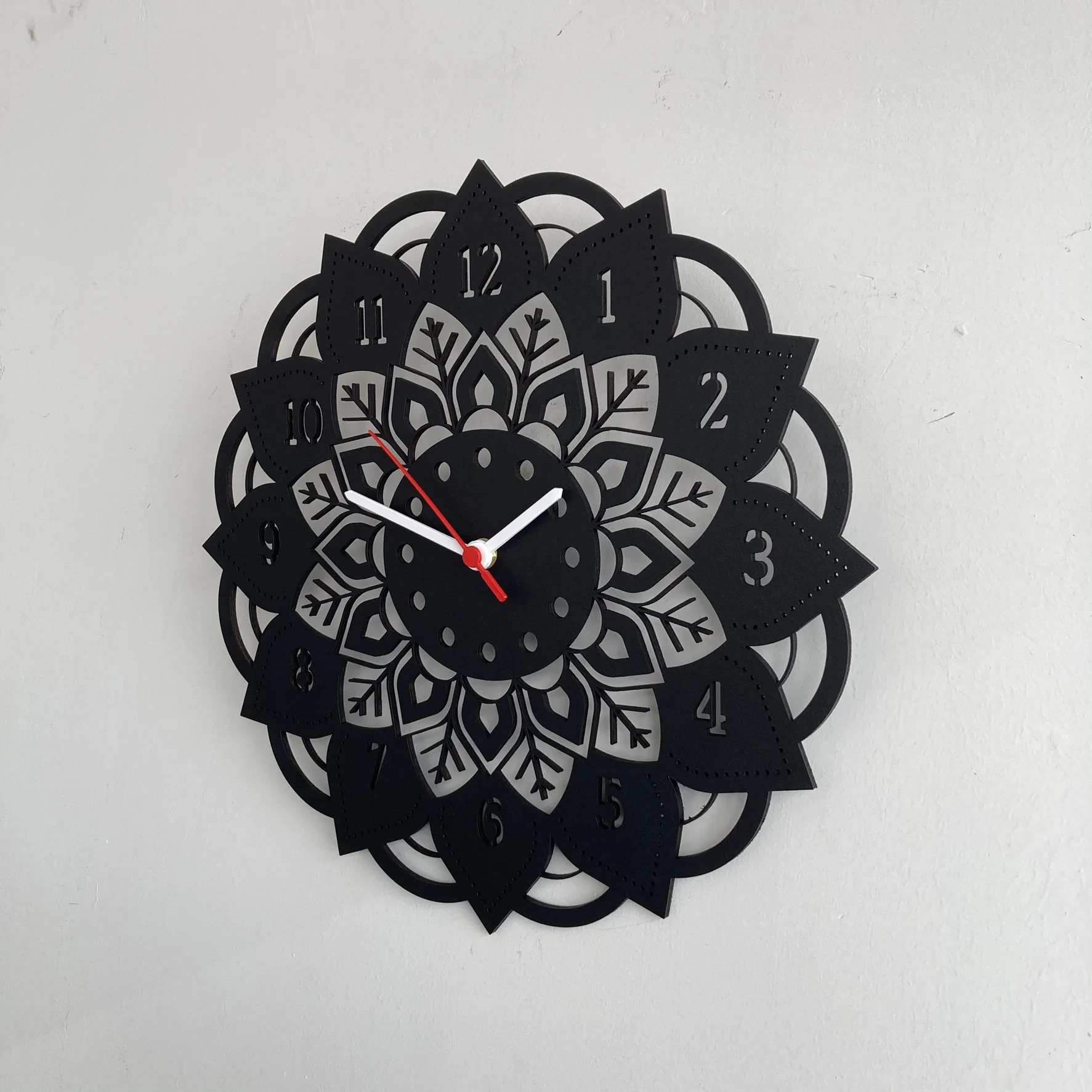 

Geometric Mandala Matte Black Wood Wall Clock 35x35cm